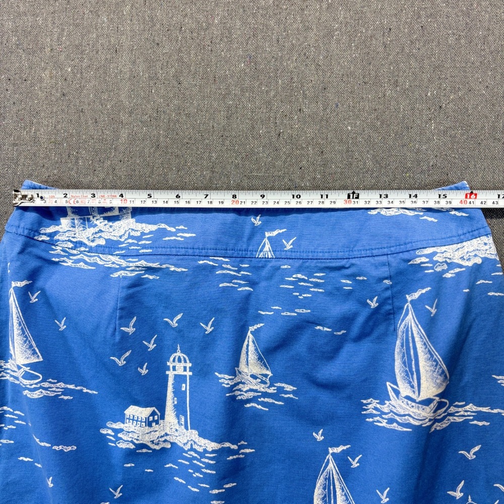 Pendleton Sail Away Blue Nautical Sailboat Cotton Stretch A-Line Skirt Size 14 - Picture 5 of 8